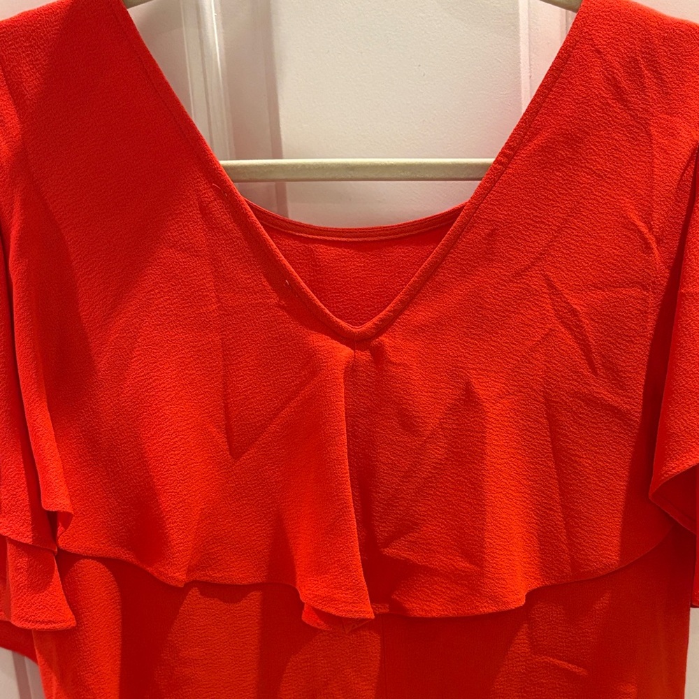Maggy London Red Ruffle Sleeve Dress - Picture 5 of 6